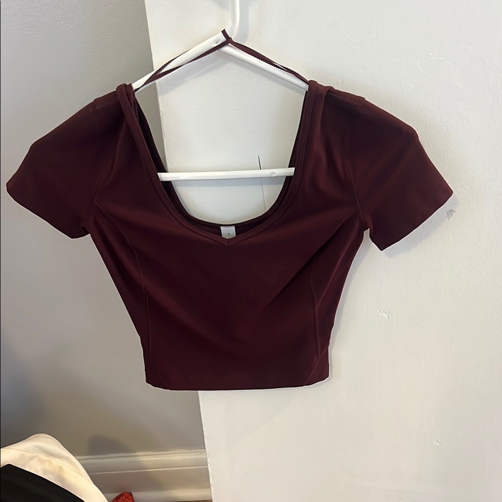 Lululemon Align Scoop-Back Short Sleeve Shirt - Color: Goodnight Plum (burgundy)